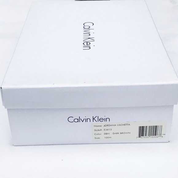 CALVIN KLEIN Brown Crochet Leather Wood Heels Sz10 - Picture 8 of 8